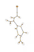 Elegant Lighting Cavoli 11 light in Light Antique Brass and Flat Black Pendant Model: 1712G73LAB