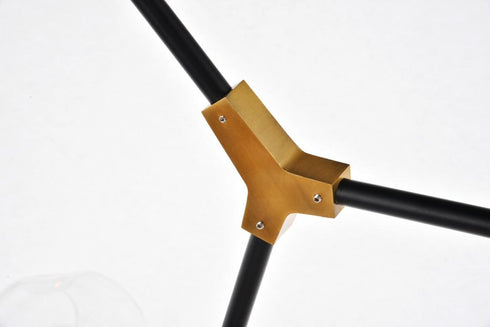 Elegant Lighting Cavoli 11 light in Light Antique Brass and Flat Black Pendant Model: 1712G73LAB