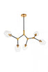 Elegant Lighting Cavoli 5 light in Light Antique Brass and Flat Black Pendant Model: 1712D42LAB