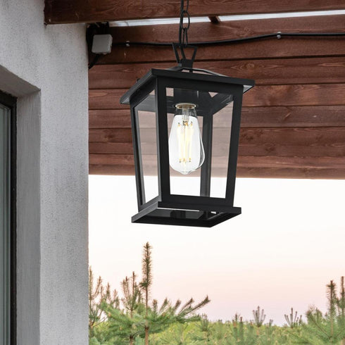Elegant Lighting Cayman 7 inch Outdoor Pendant in Black Model: OD332H12BK