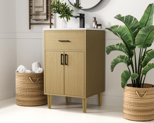 Elegant Lighting Chandler Vanity Cabinet 2Dr W20 Inch xD19 Inch xH34 Inch in Honey Brown Model: VF25020MHB