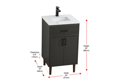 Elegant Lighting Chandler Vanity Cabinet 2Dr W20 Inch xD19 Inch xH34 Inch in Mocha Brown Model: VF25020MMB