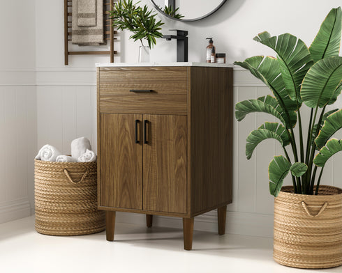 Elegant Lighting Chandler Vanity Cabinet 2Dr W20 Inch XD19 Inch xH34 Inch WB in Walnut Brown Finish Model: VF25020WB