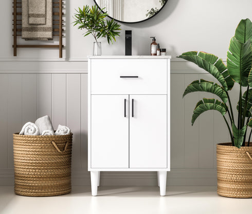 Elegant Lighting Chandler Vanity Cabinet 2Dr W20 Inch XD19 Inch xH34 Inch WH in White Finish Model: VF25020MWH
