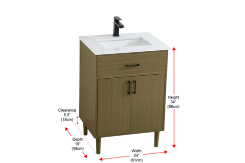 Elegant Lighting Chandler Vanity Cabinet 2Dr W24 Inch xD19 Inch xH34 Inch in Chestnut Brown Model: VF25024MCB