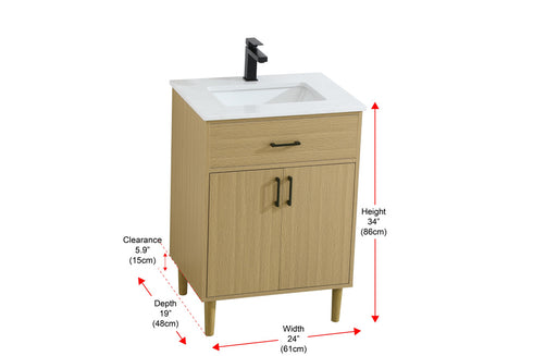 Elegant Lighting Chandler Vanity Cabinet 2Dr W24 Inch xD19 Inch xH34 Inch in Honey Brown Model: VF25024MHB