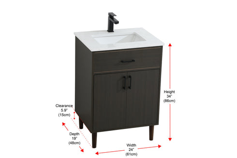 Elegant Lighting Chandler Vanity Cabinet 2Dr W24 Inch xD19 Inch xH34 Inch in Mocha Brown Model: VF25024MMB