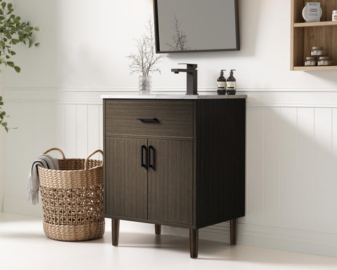 Elegant Lighting Chandler Vanity Cabinet 2Dr W24 Inch xD19 Inch xH34 Inch in Mocha Brown Model: VF25024MMB