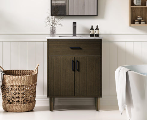 Elegant Lighting Chandler Vanity Cabinet 2Dr W24 Inch xD19 Inch xH34 Inch in Mocha Brown Model: VF25024MMB
