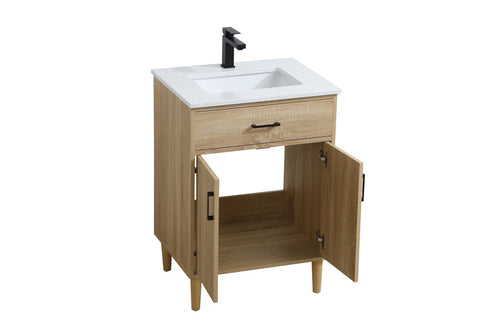 Elegant Lighting Chandler Vanity Cabinet 2Dr W24 Inch XD19 Inch xH34 Inch MW in Mango Wood Finish Model: VF25024MW