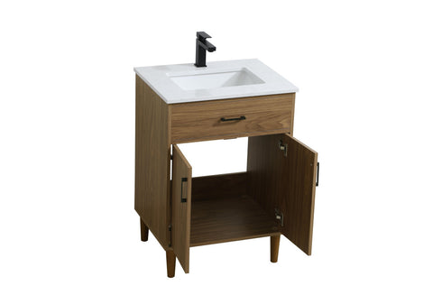 Elegant Lighting Chandler Vanity Cabinet 2Dr W24 Inch XD19 Inch xH34 Inch WB in Walnut Brown Finish Model: VF25024WB