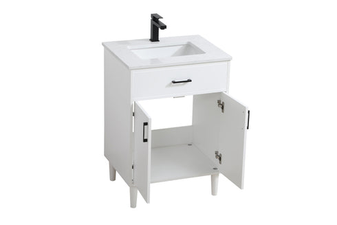 Elegant Lighting Chandler Vanity Cabinet 2Dr W24 Inch XD19 Inch xH34 Inch WH in White Finish Model: VF25024MWH