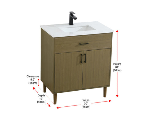 Elegant Lighting Chandler Vanity Cabinet 2Dr W30 Inch xD19 Inch xH34 Inch in Chestnut Brown Model: VF25030MCB