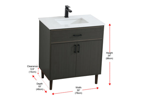 Elegant Lighting Chandler Vanity Cabinet 2Dr W30 Inch xD19 Inch xH34 Inch in Mocha Brown Model: VF25030MMB