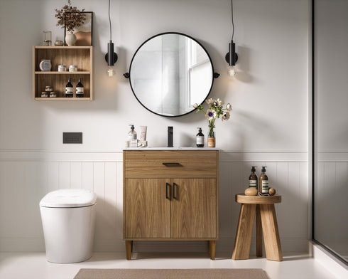 Elegant Lighting Chandler Vanity Cabinet 2Dr W30 Inch XD19 Inch xH34 Inch WB in Walnut Brown Finish Model: VF25030WB
