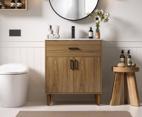 Elegant Lighting Chandler Vanity Cabinet 2Dr W30 Inch XD19 Inch xH34 Inch WB in Walnut Brown Finish Model: VF25030WB