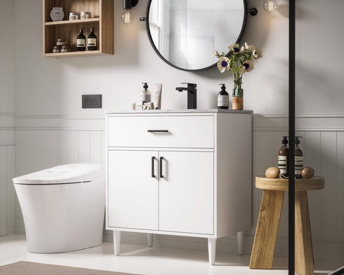 Elegant Lighting Chandler Vanity Cabinet 2Dr W30 Inch XD19 Inch xH34 Inch WH in White Finish Model: VF25030MWH