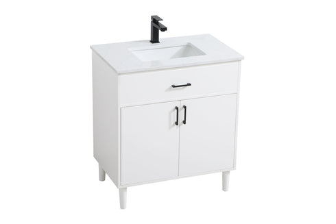 Elegant Lighting Chandler Vanity Cabinet 2Dr W30 Inch XD19 Inch xH34 Inch WH in White Finish Model: VF25030MWH