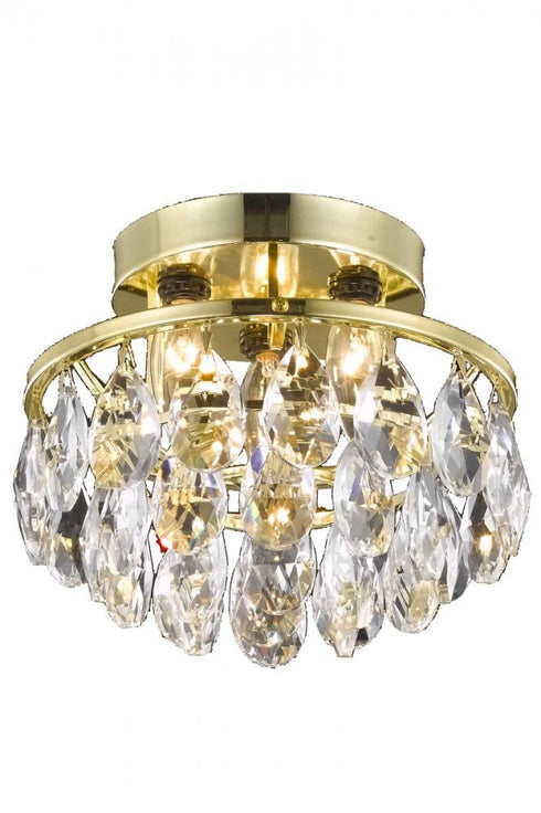 Elegant Lighting Clara 3 Light Corona Flush D10 Inch H7 Inch L3 CH RC872 in Chrome Finish Model: LD9805F10C(872)