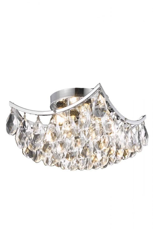 Elegant Lighting Clara 4 Light Corona Flush D12 Inch H7 Inch L4 CH 87 RC in Chrome Finish Model: LD9800F12C(872)