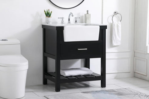Elegant Lighting Clement 30 Inch Single Bathroom Vanity in Black Model: VF60130BK