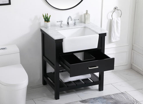 Elegant Lighting Clement 30 Inch Single Bathroom Vanity in Black Model: VF60130BK
