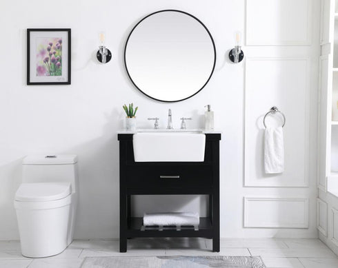 Elegant Lighting Clement 30 Inch Single Bathroom Vanity in Black Model: VF60130BK