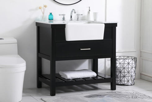 Elegant Lighting Clement 36 Inch Single Bathroom Vanity in Black Model: VF60136BK