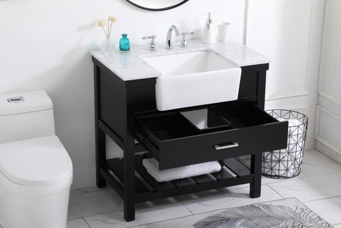 Elegant Lighting Clement 36 Inch Single Bathroom Vanity in Black Model: VF60136BK