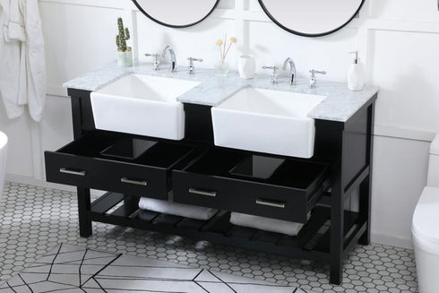 Elegant Lighting Clement 60 Inch Double Bathroom Vanity in Black Model: VF60160DBK