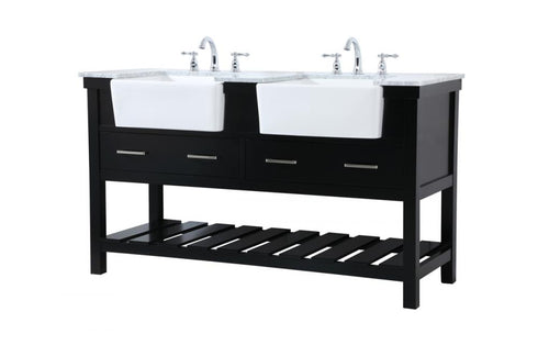 Elegant Lighting Clement 60 Inch Double Bathroom Vanity in Black Model: VF60160DBK