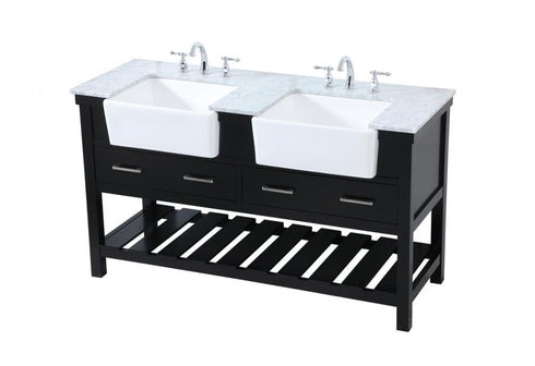 Elegant Lighting Clement 60 Inch Double Bathroom Vanity in Black Model: VF60160DBK