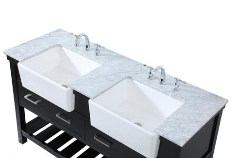 Elegant Lighting Clement 60 Inch Double Bathroom Vanity in Black Model: VF60160DBK