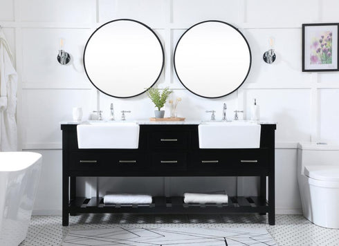 Elegant Lighting Clement 72 Inch Double Bathroom Vanity in Black Model: VF60172DBK