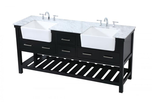 Elegant Lighting Clement 72 Inch Double Bathroom Vanity in Black Model: VF60172DBK