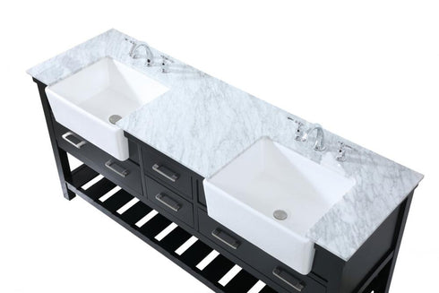 Elegant Lighting Clement 72 Inch Double Bathroom Vanity in Black Model: VF60172DBK
