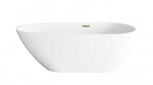 Elegant Lighting Clinton 67 inch Bathtub in Glossy White with Brushed Gold Trim Model: BT30267GW-BGD