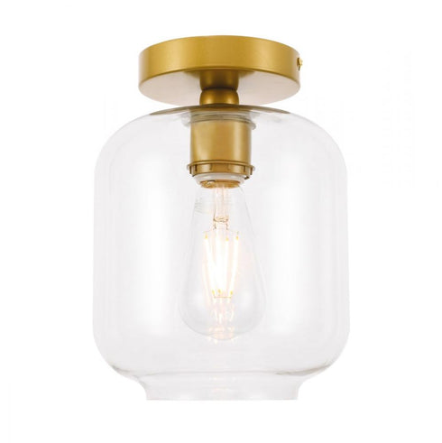 Elegant Lighting Collier 1 light in Black and Clear glass Flush mount Model: LD2270BK