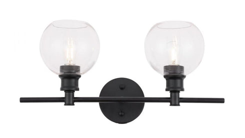 Elegant Lighting Collier 2 light in Black and Clear glass Wall sconce Model: LD2314BK