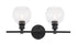 Elegant Lighting Collier 2 light in Black and Clear glass Wall sconce Model: LD2314BK