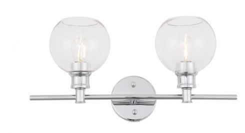 Elegant Lighting Collier 2 light in Black and Clear glass Wall sconce Model: LD2314BK