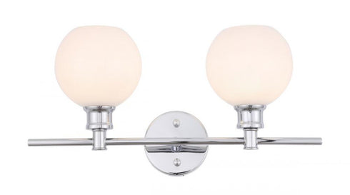 Elegant Lighting Collier 2 light in Black and Frosted white glass Wall sconce Model: LD2315BK
