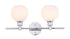 Elegant Lighting Collier 2 light in Black and Frosted white glass Wall sconce Model: LD2315BK