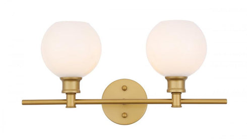 Elegant Lighting Collier 2 light in Black and Frosted white glass Wall sconce Model: LD2315BK