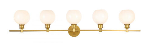 Elegant Lighting Collier 5 light in Black and Frosted white glass Wall sconce Model: LD2327BK