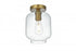 Elegant Lighting Collier 7.5 inch Flush Mount Clear Shade in Satin Gold in Satin Gold and Clear Finish Model: LD2270SG