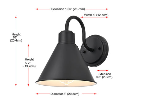 Elegant Lighting Colton 1 Light Wall Sconce W8 Inch xH10 Inch xE10.5 Inch in Black Model: OD803W10BK