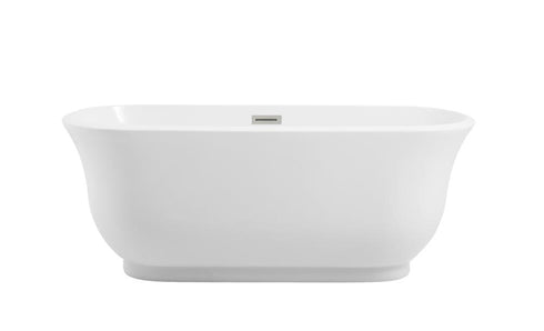 Elegant Lighting Coralie 59 inch Soaking Bathtub in Glossy White with Brushed Gold Trim Model: BT10259GW-BGD