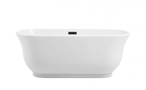 Elegant Lighting Coralie 59 inch Soaking Bathtub in Glossy White with Brushed Gold Trim Model: BT10259GW-BGD