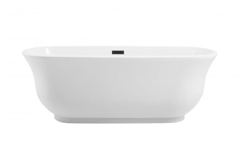 Elegant Lighting Coralie 67 inch Soaking Bathtub in Glossy White with Brushed Gold Trim Model: BT10267GW-BGD